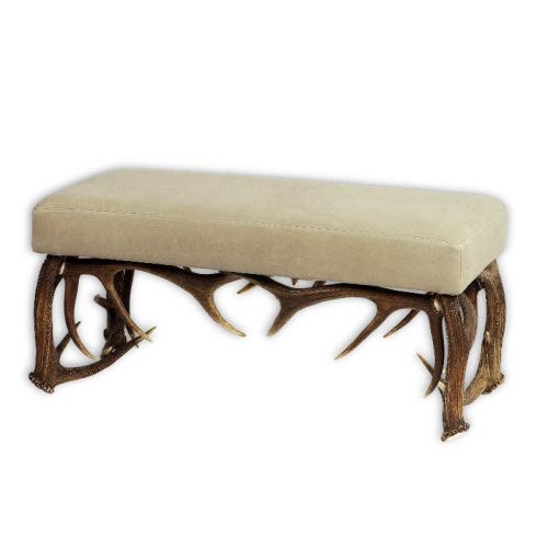Taburete banco con real cuernos de ciervo. M: 105x42cm x H 45cm 115529